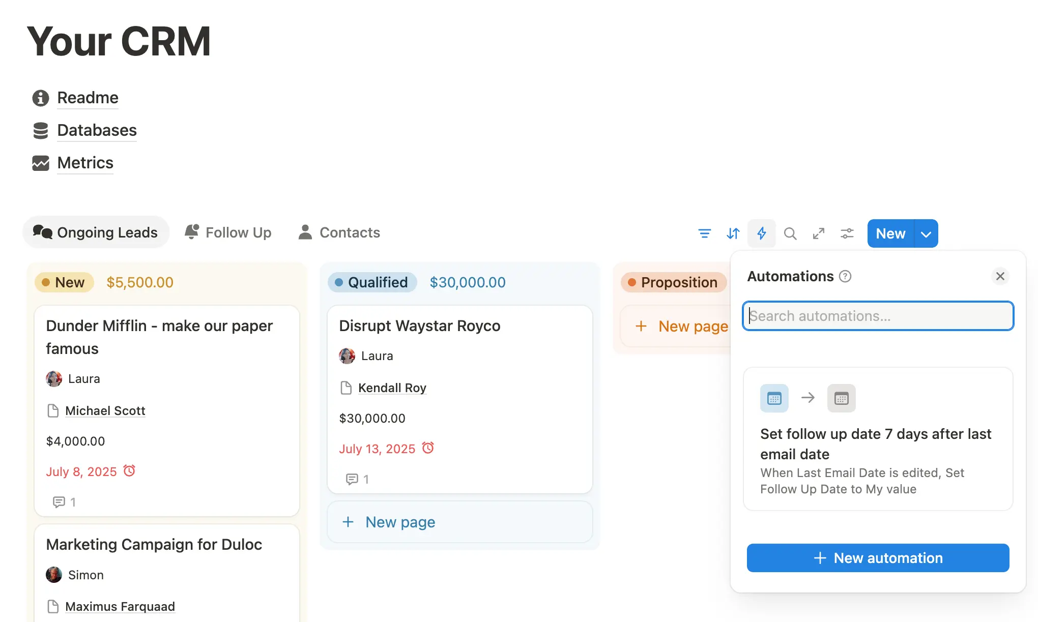 Free CRM Notion template