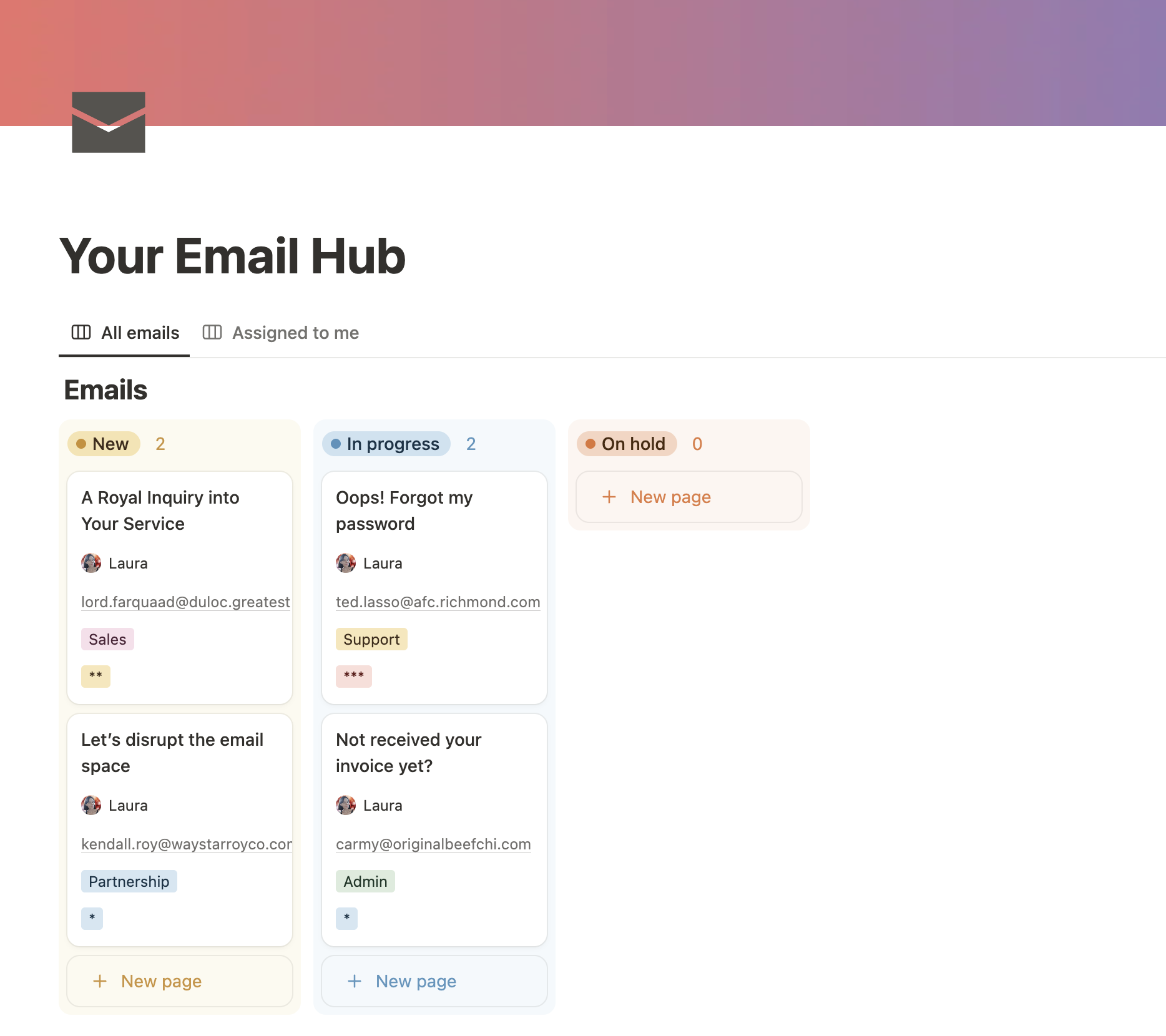 Emails Hub Use Case