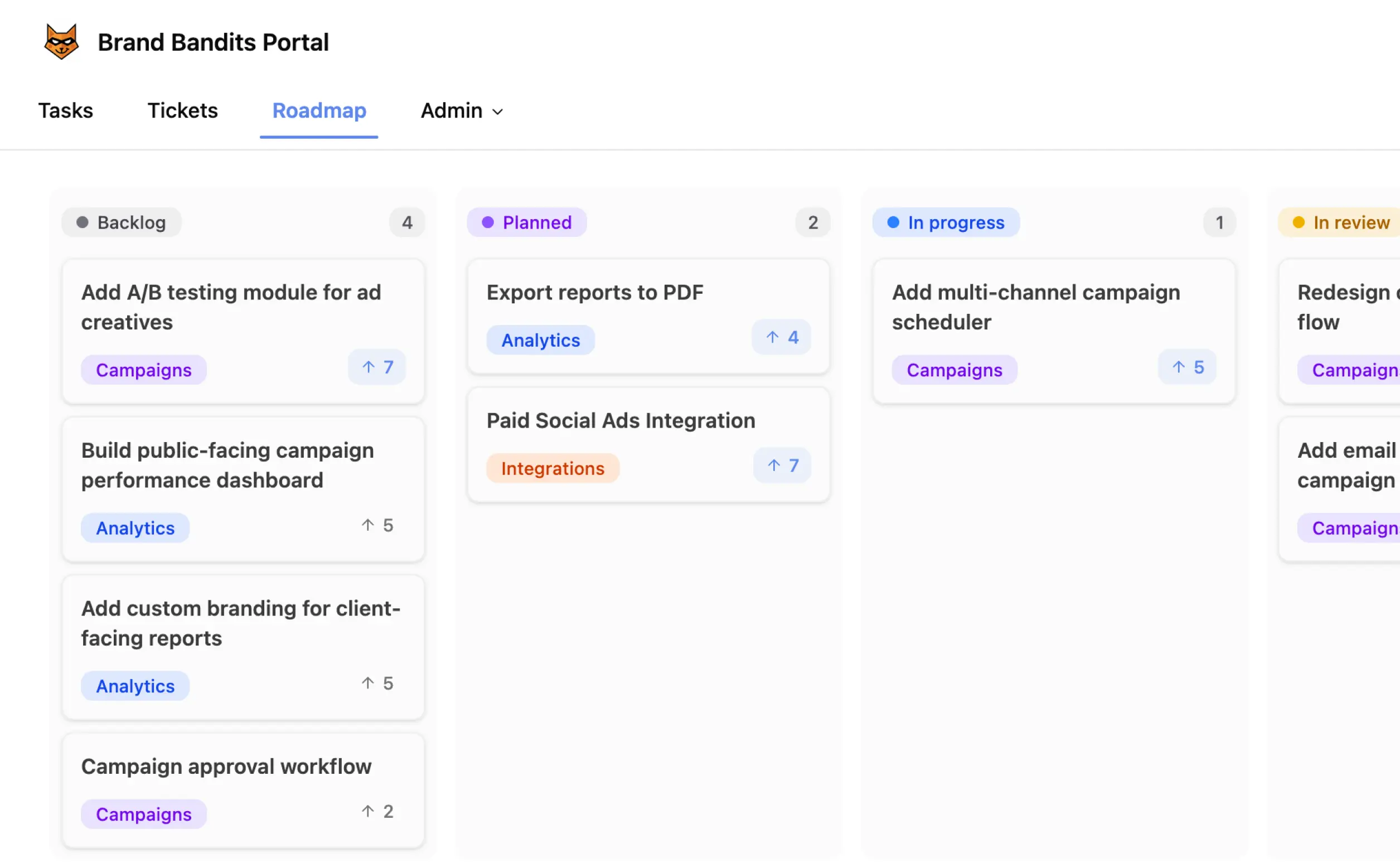 Product roadmap